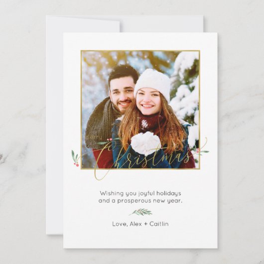 ミニマルなメリークリスマスフォトエレガントカード シーズンカード (正面)