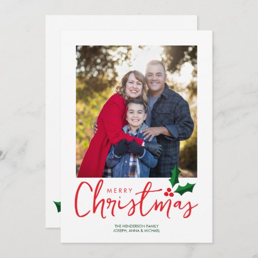 ミニマルなメリークリスマスフォトカード シーズンカード (正面/裏面)