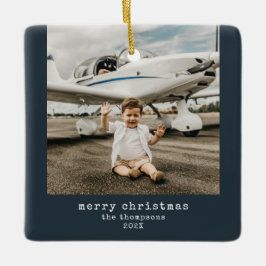 ミニマルなメリークリスマスフォト セラミックオーナメント