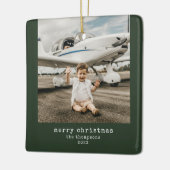 ミニマルなメリークリスマスフォト セラミックオーナメント (左)
