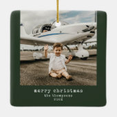 ミニマルなメリークリスマスフォト セラミックオーナメント (裏面)
