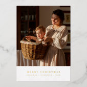 ミニマルなメリークリスマスフォト 箔シーズンカード (正面)