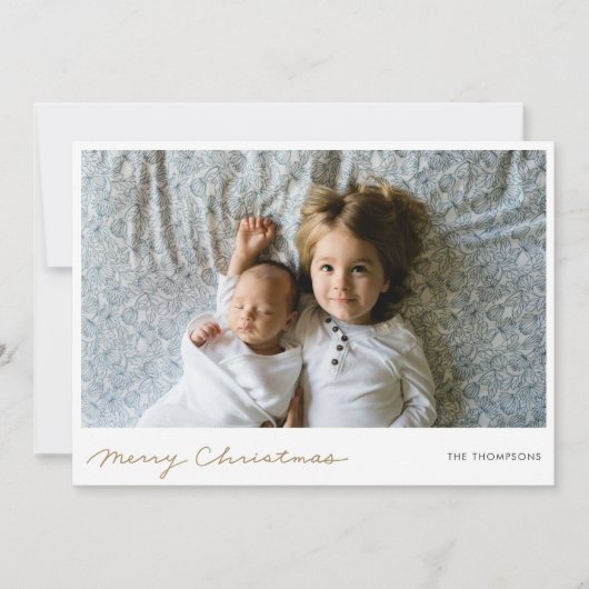ミニマルなメリークリスマスホリデーフォトカード シーズンカード (正面)