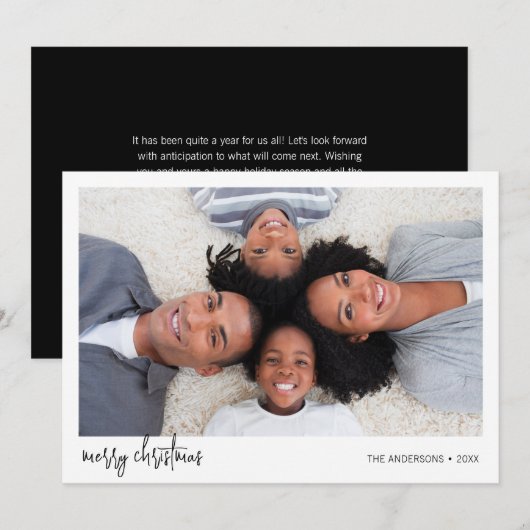 ミニマルなメリークリスマスホリデーフォトカード シーズンカード (正面/裏面)