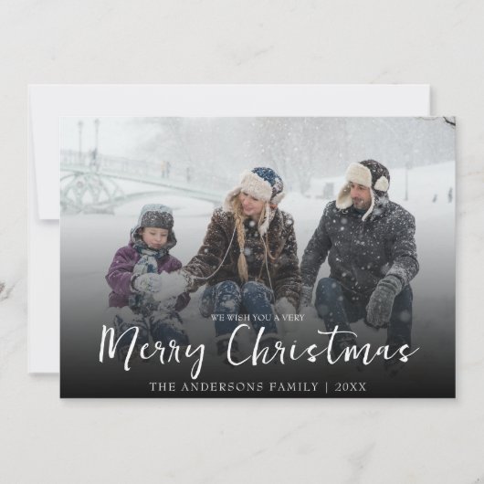 ミニマルなメリークリスマスモダン家族の写真 シーズンカード (正面)