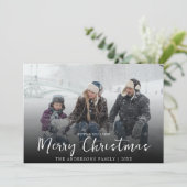 ミニマルなメリークリスマスモダン家族の写真 シーズンカード (スタンド正面)