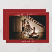 ミニマルなメリークリスマスレッド写真 シーズンカード (正面/裏面)