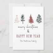 ミニマルなメリークリスマスレトロラインアートツリー シーズンカード (正面)