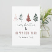 ミニマルなメリークリスマスレトロラインアートツリー シーズンカード (スタンド正面)