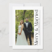 ミニマルなメリー&マリッジクリスマス 写真 新婚夫婦 シーズンカード (正面)