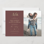 ミニマルなメルロレッド&セピア結婚ブランチの写真 マグネット招待状 (正面)