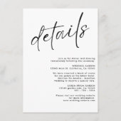 ミニマルなモダンなブラックとホワイトの結婚式の詳細 エンクロージャーカード (正面)