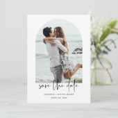 ミニマルなモダンアーチ写真 Save the Date 招待状 (スタンド正面)