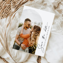 ミニマルなモダンアーチ写真 Save the Date 招待状