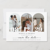 ミニマルなモダンアーチ写真 Save the Date 招待状 (正面)