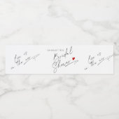 ミニマルなモダンスクリプトハート ブライダルシャワー ペットボトルラベル (シングルラベル)