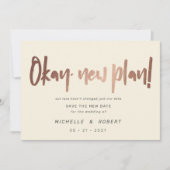 ミニマルなモダンスクリプト2枚の写真でお知らせ 招待状 (正面)