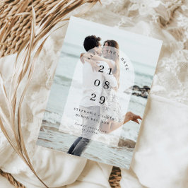 ミニマルなモダンセンターアーチ写真Save the Date 招待状