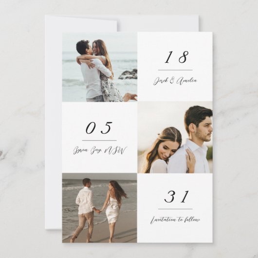 ミニマルなモダン写真ウェディング招待状 招待状 (正面)