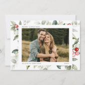 ミニマルなモダン水彩ホリデーホリー写真 シーズンカード (正面)