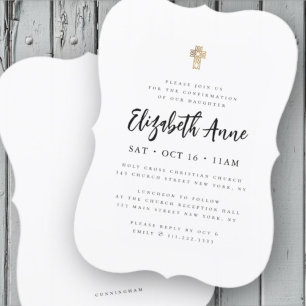 ミニマルなモダン金ゴールドクロスの確認 招待状