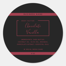 ミニマルなモダン タイポグラフィー ブラック製品ラベル ラウンドシール