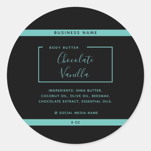 ミニマルなモダン タイポグラフィー ブラック プロダクト ラベル (正面)