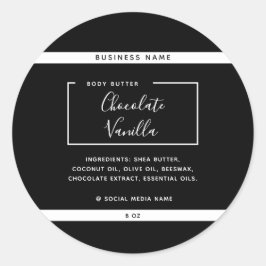 ミニマルなモダン タイポグラフィー ブラック  製品ラベル ラウンドシール