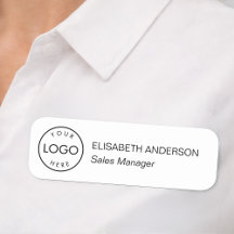 ミニマルなモノクロビジネスロゴの社員名札