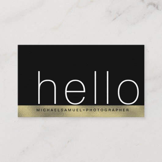 ミニマルなモノクロ金ゴールド写真デザイナー 名刺 (正面)