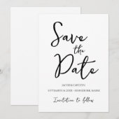 ミニマルなモノクロ シンプル セーブ・ザ・デート 招待状 (正面/裏面)