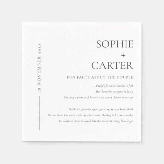 ミニマルなモノクロ タイポグラフィーの雑学 スタンダードカクテルナプキン (正面)