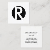 ミニマルなモノグラムのはっきりしたな最初の黒い円 スクエア名刺 (正面/裏面)