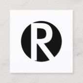 ミニマルなモノグラムのはっきりしたな最初の黒い円 スクエア名刺 (正面)