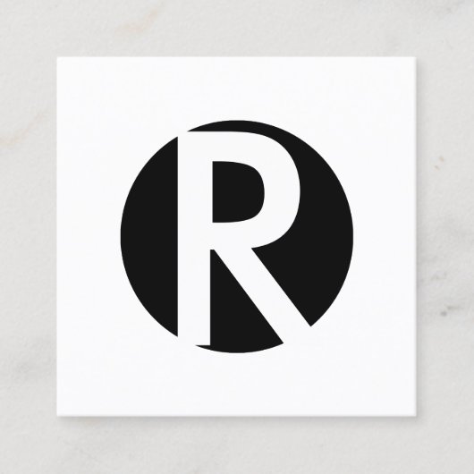 ミニマルなモノグラムのはっきりしたな最初の黒い円 スクエア名刺 (正面)