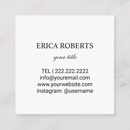 ミニマルなモノグラムのはっきりしたな最初の黒い円 スクエア名刺 (裏面)