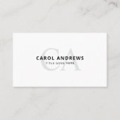 ミニマルなモノグラムの白い名刺 名刺 (正面)