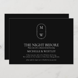 ミニマルなモノグラムの結婚式リハーサルディナー 招待状