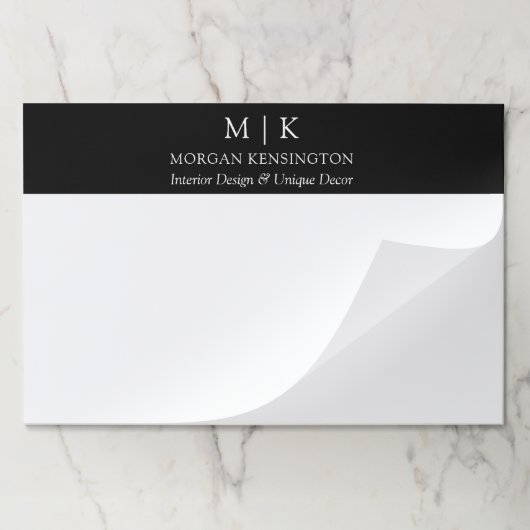 ミニマルなモノグラムまたはロゴの追加のビジネスデスク ペーパーパッド (折り畳み)