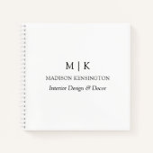 ミニマルなモノグラムまたはロゴの追加ビジネススクエア ノートブック (正面)