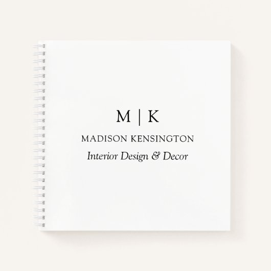 ミニマルなモノグラムまたはロゴの追加ビジネススクエア ノートブック (正面)