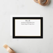 ミニマルなモノグラムまたはロゴの追加ビジネスブラック ノートカード (正面/裏面インサイチュ)