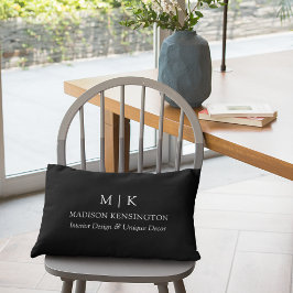 ミニマルなモノグラムまたはロゴの追加ビジネスブラック ランバークッション