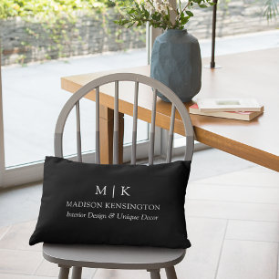 ミニマルなモノグラムまたはロゴの追加ビジネスブラック ランバークッション