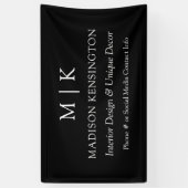 ミニマルなモノグラムまたはロゴの追加ビジネスブラック 横断幕 (縦)