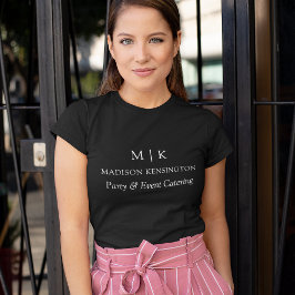 ミニマルなモノグラムまたはロゴの追加ビジネスブラック Tシャツ