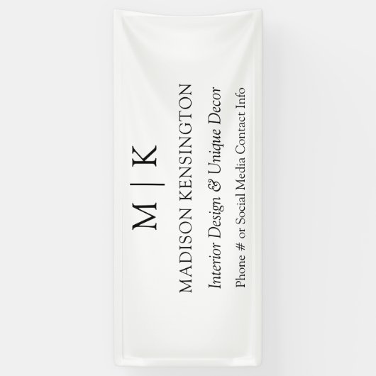 ミニマルなモノグラムまたはロゴの追加ビジネス屋外 横断幕 (縦)