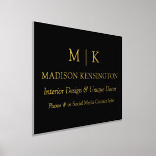 ミニマルなモノグラムまたはロゴの追加ビジネス金ゴールド 箔ポスター