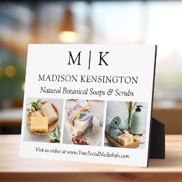 ミニマルなモノグラムまたはロゴの追加ビジネス3枚の写真 フォトプラーク