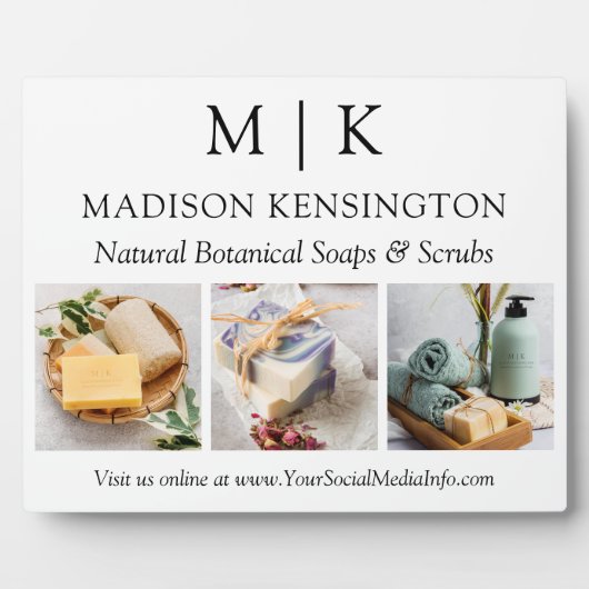 ミニマルなモノグラムまたはロゴの追加ビジネス3枚の写真 フォトプラーク (正面)